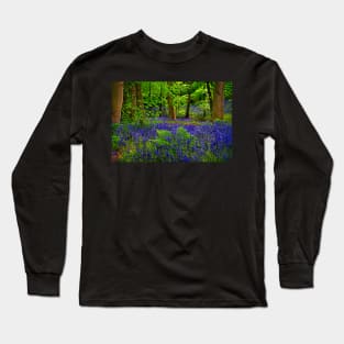 English Bluebells in Woodland Long Sleeve T-Shirt